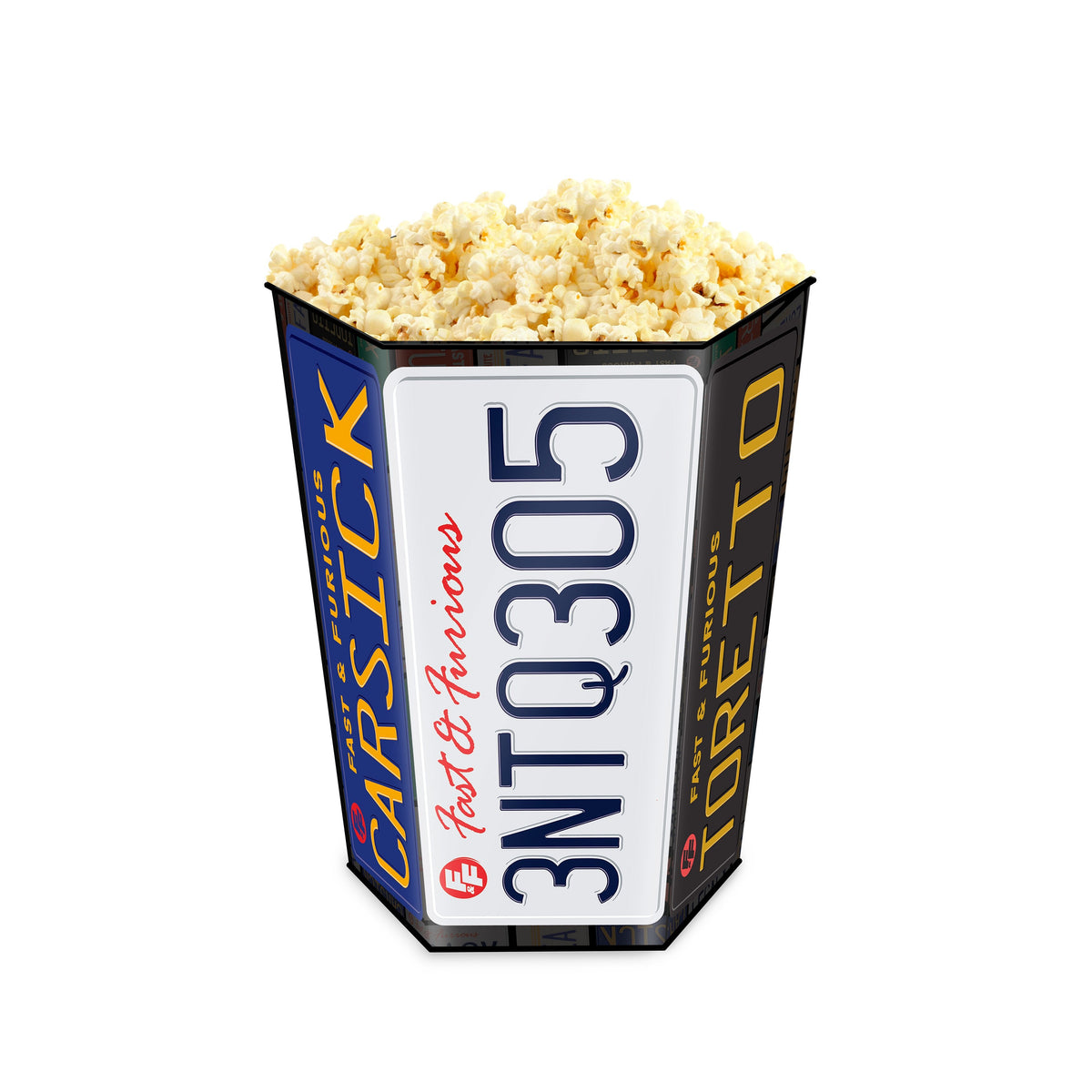 Fast & Furious collectible popcorn tin side detail