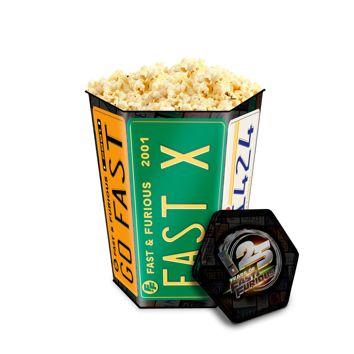 Fast & Furious movie popcorn tin interior view