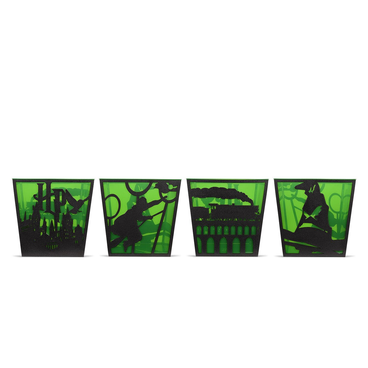 Side angle of the Harry Potter 25th Anniversary Slytherin popcorn container