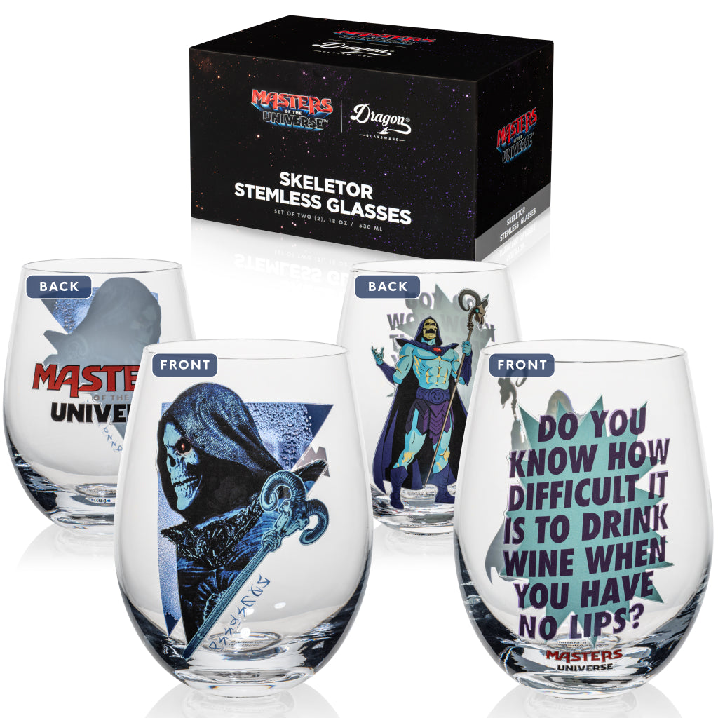 Masters of the Universe x Dragon Glassware 2026 Movie Skeletor Wine Glasses