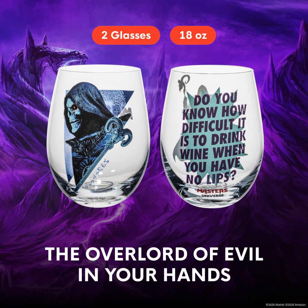 Masters of the Universe x Dragon Glassware 2026 Movie Skeletor Wine Glasses