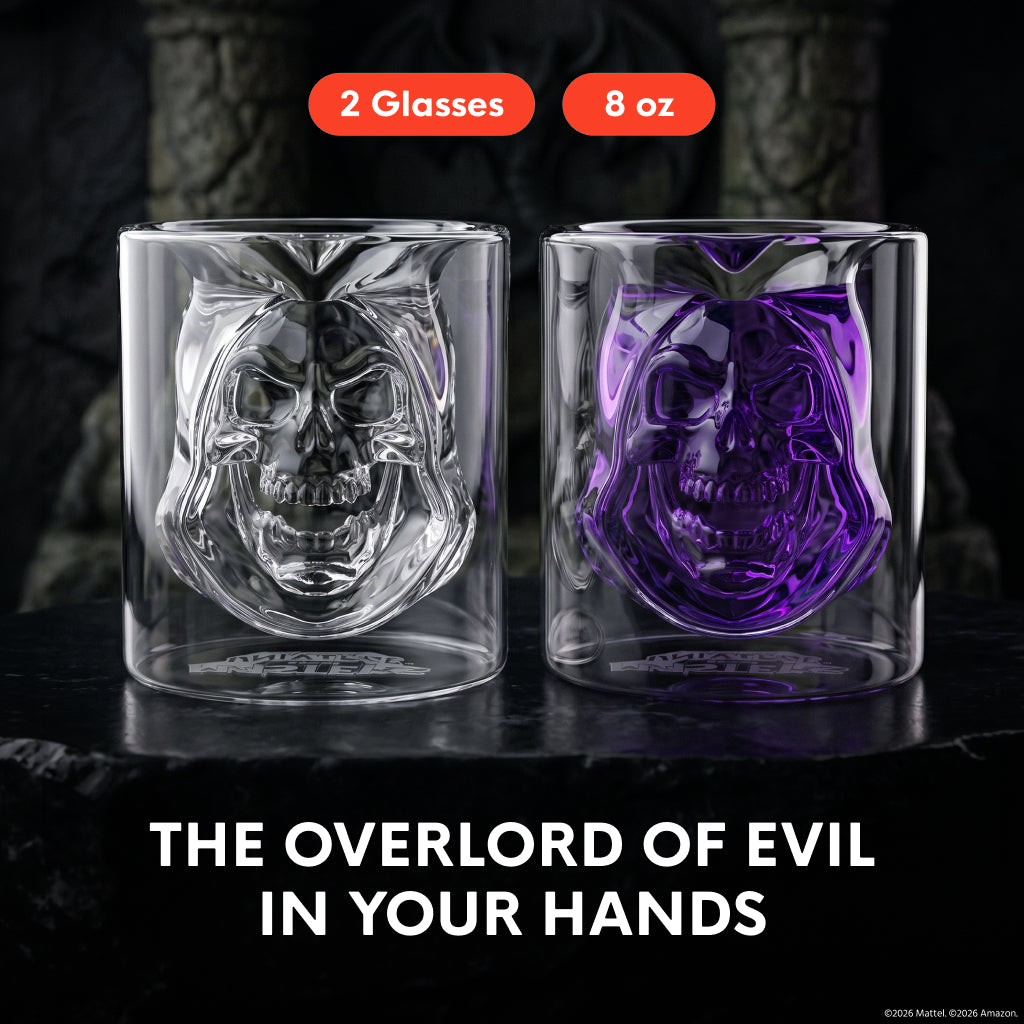 Masters of the Universe x Dragon Glassware Skeletor Drinking Glasses