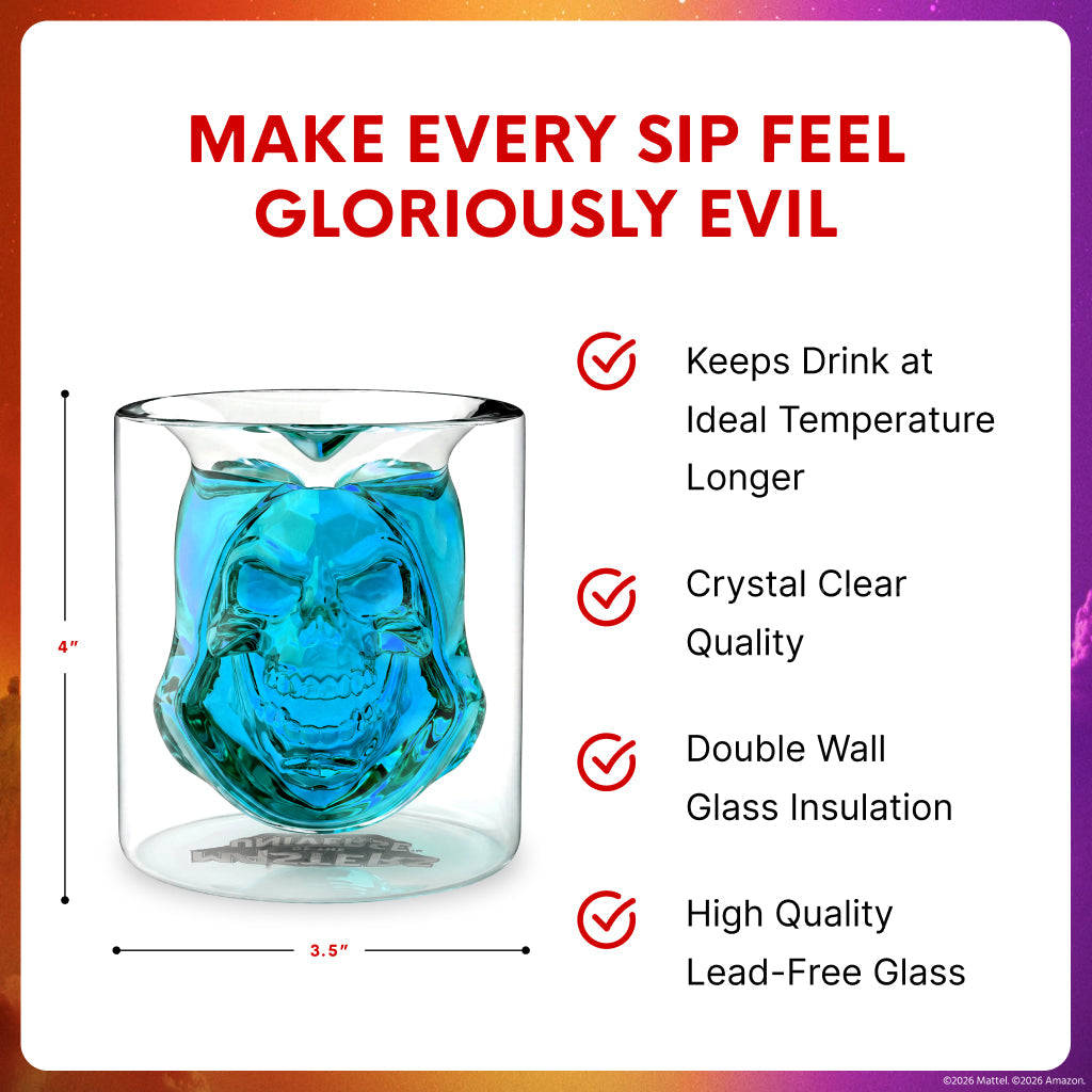 Masters of the Universe x Dragon Glassware Skeletor Drinking Glasses