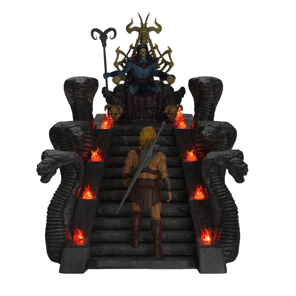 Masters of the Universe Throne Light-up Popcorn Bucket lit up in dark