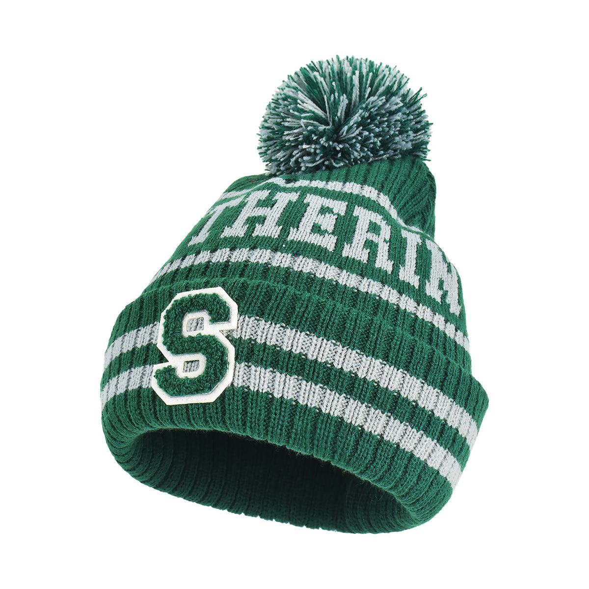 Harry Potter Slytherin Collegiate Pom Cuff Beanie