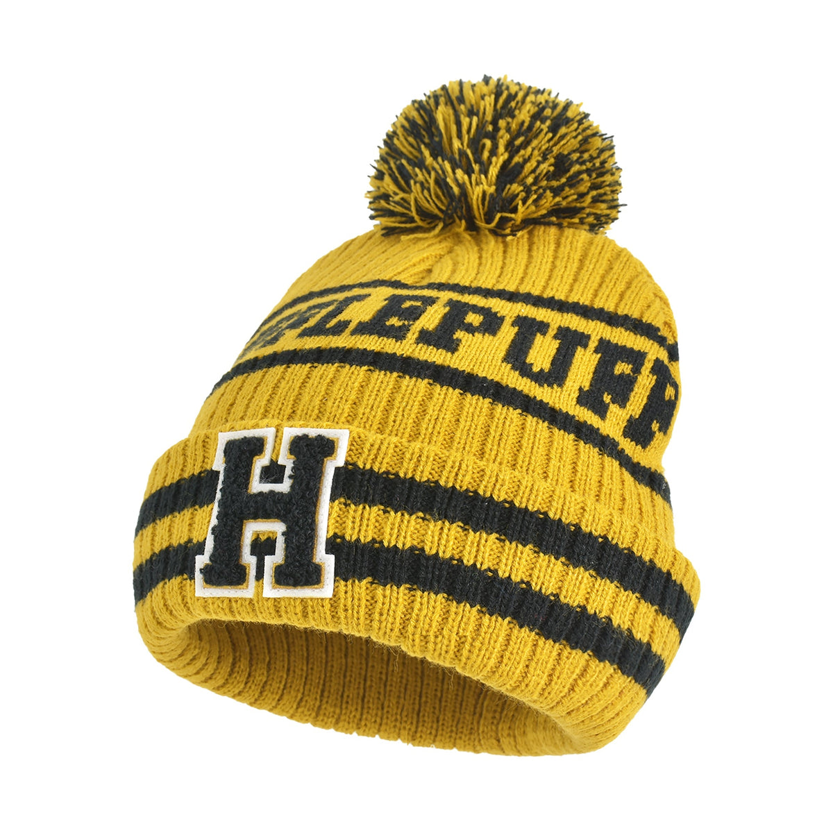 Harry Potter Hufflepuff Collegiate Pom Cuff Beanie Hat