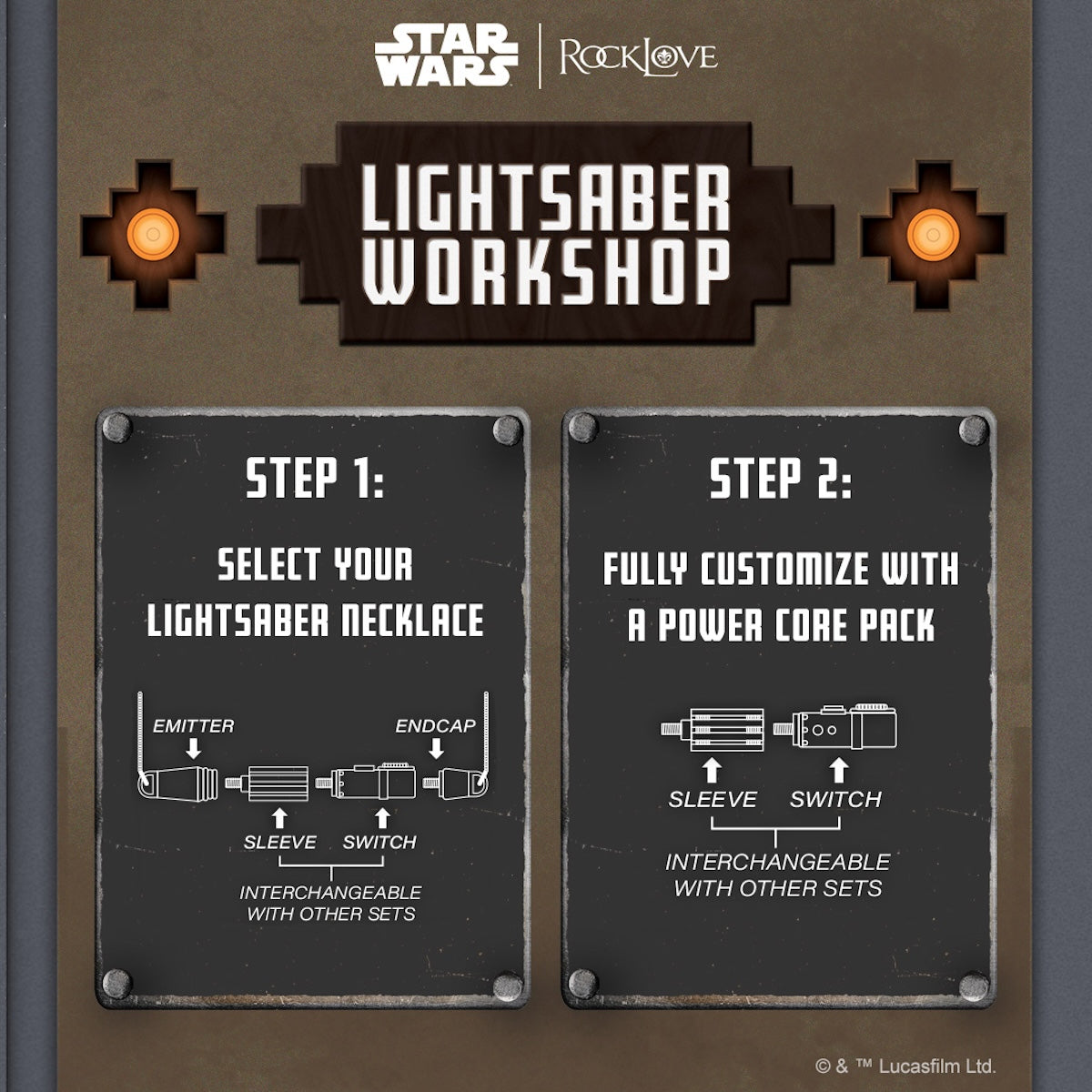 Star Wars x RockLove Elemental Nature Lightsaber Workshop Necklace
