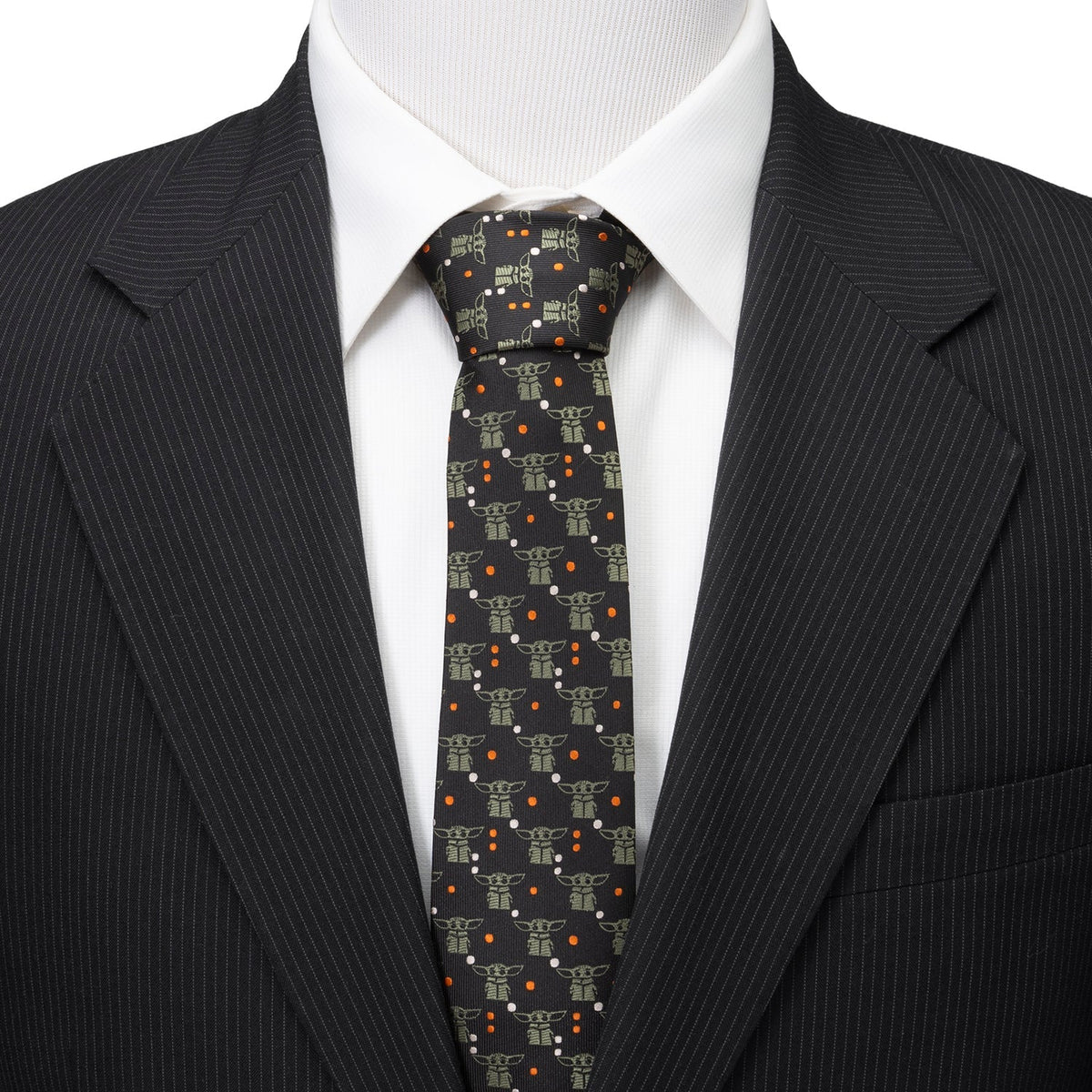 Star Wars Grogu Black and Orange Dotted Pattern Tie