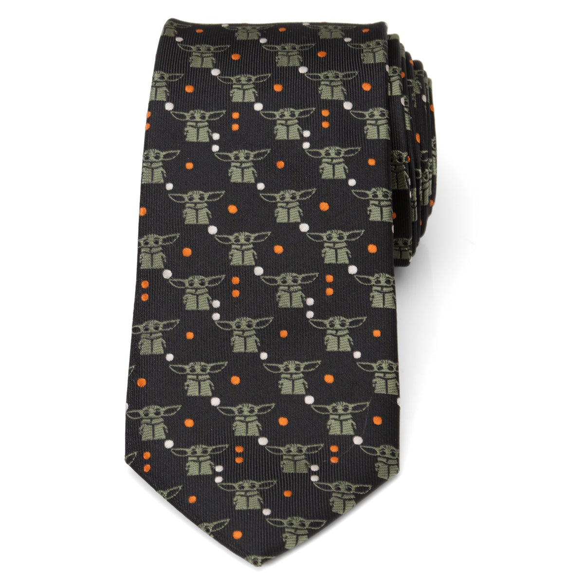 Star Wars Grogu Black and Orange Dotted Pattern Tie