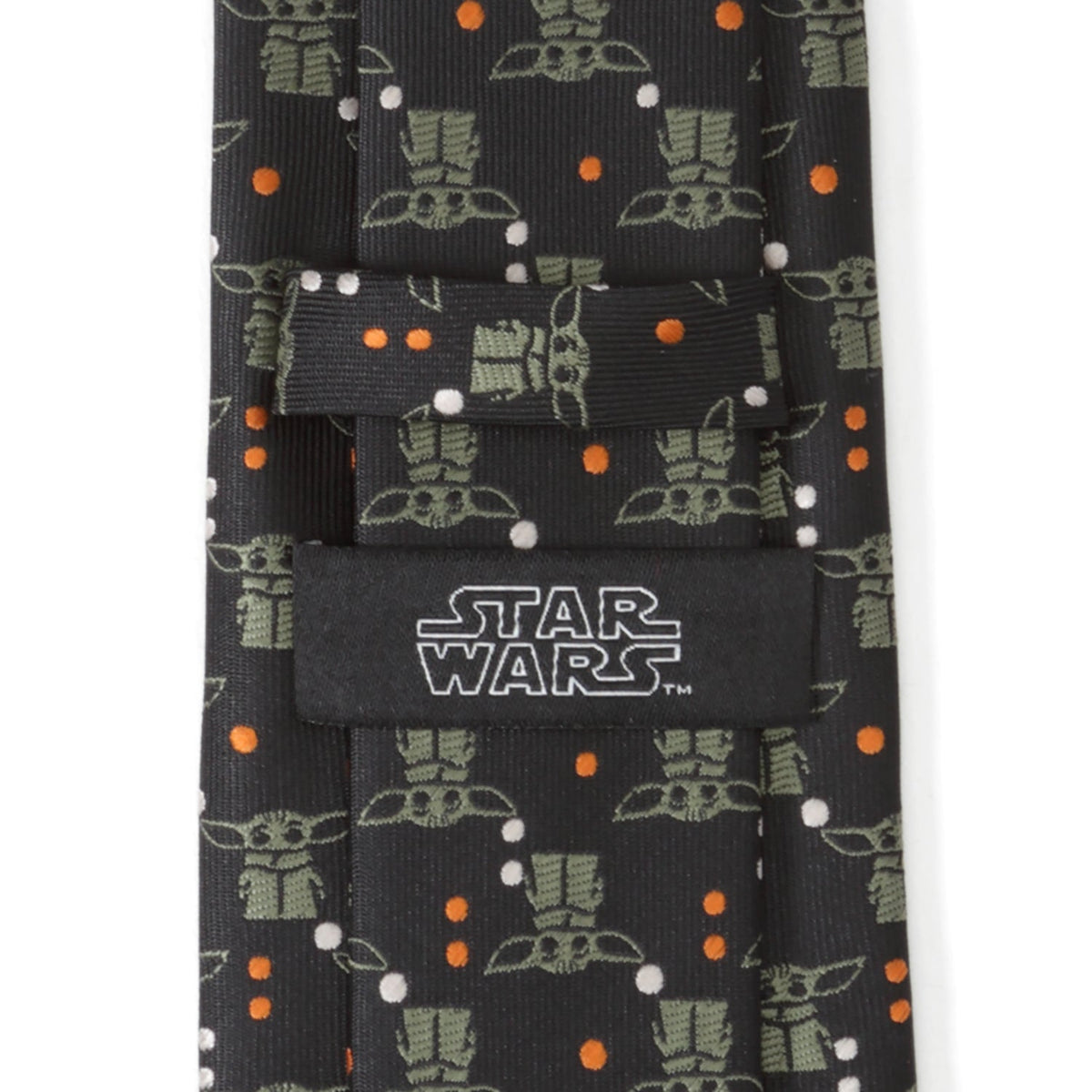 Star Wars Grogu Black and Orange Dotted Pattern Tie