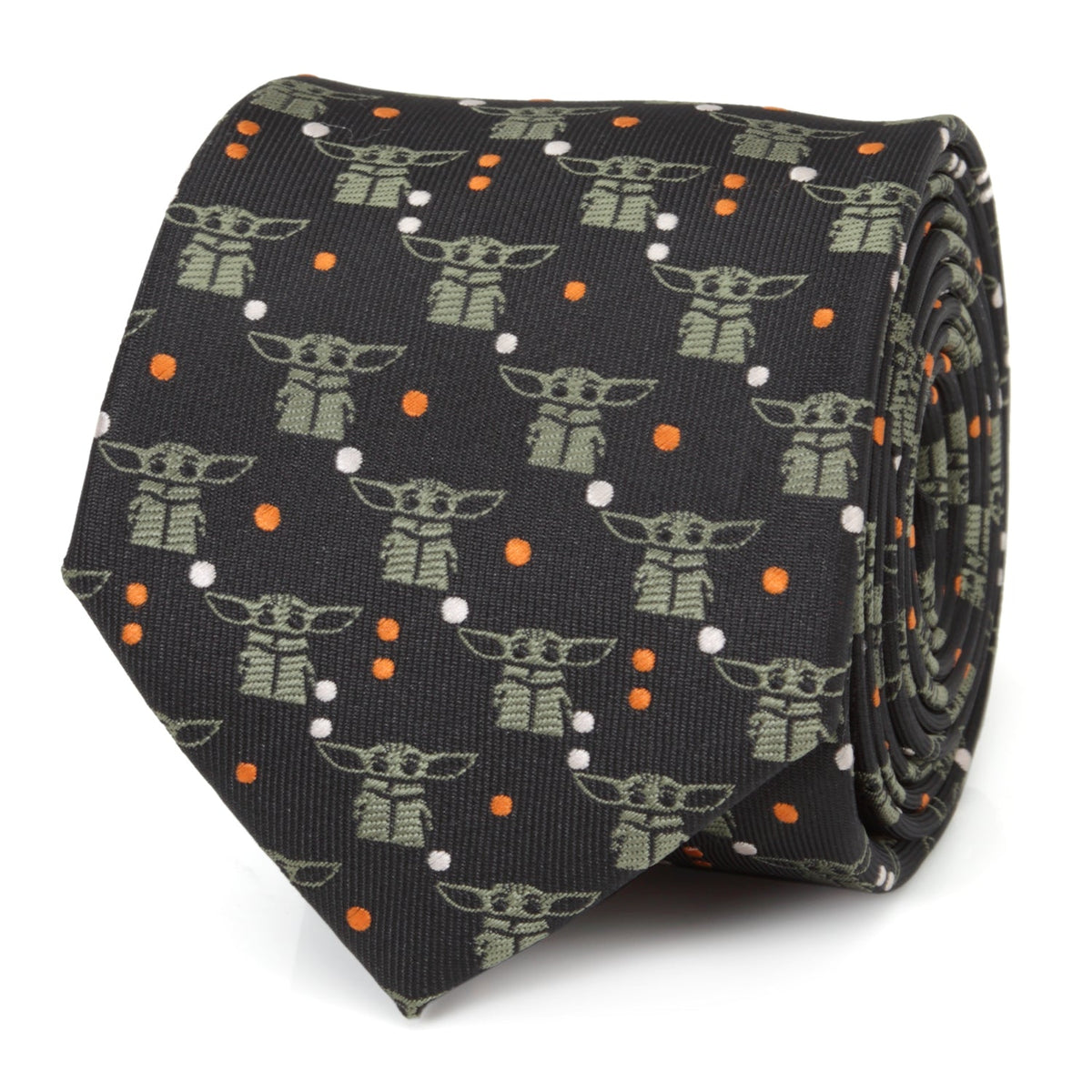Star Wars Grogu Black and Orange Dotted Pattern Tie