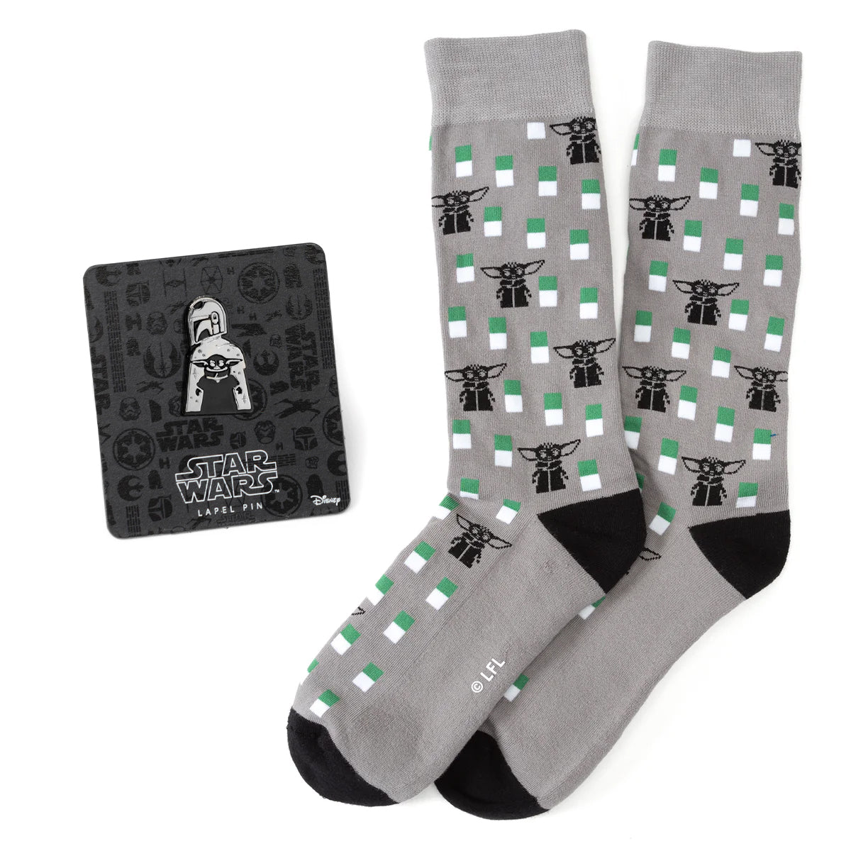 Star Wars Mandalorian and Grogu Socks and Lapel Pin Gift Set