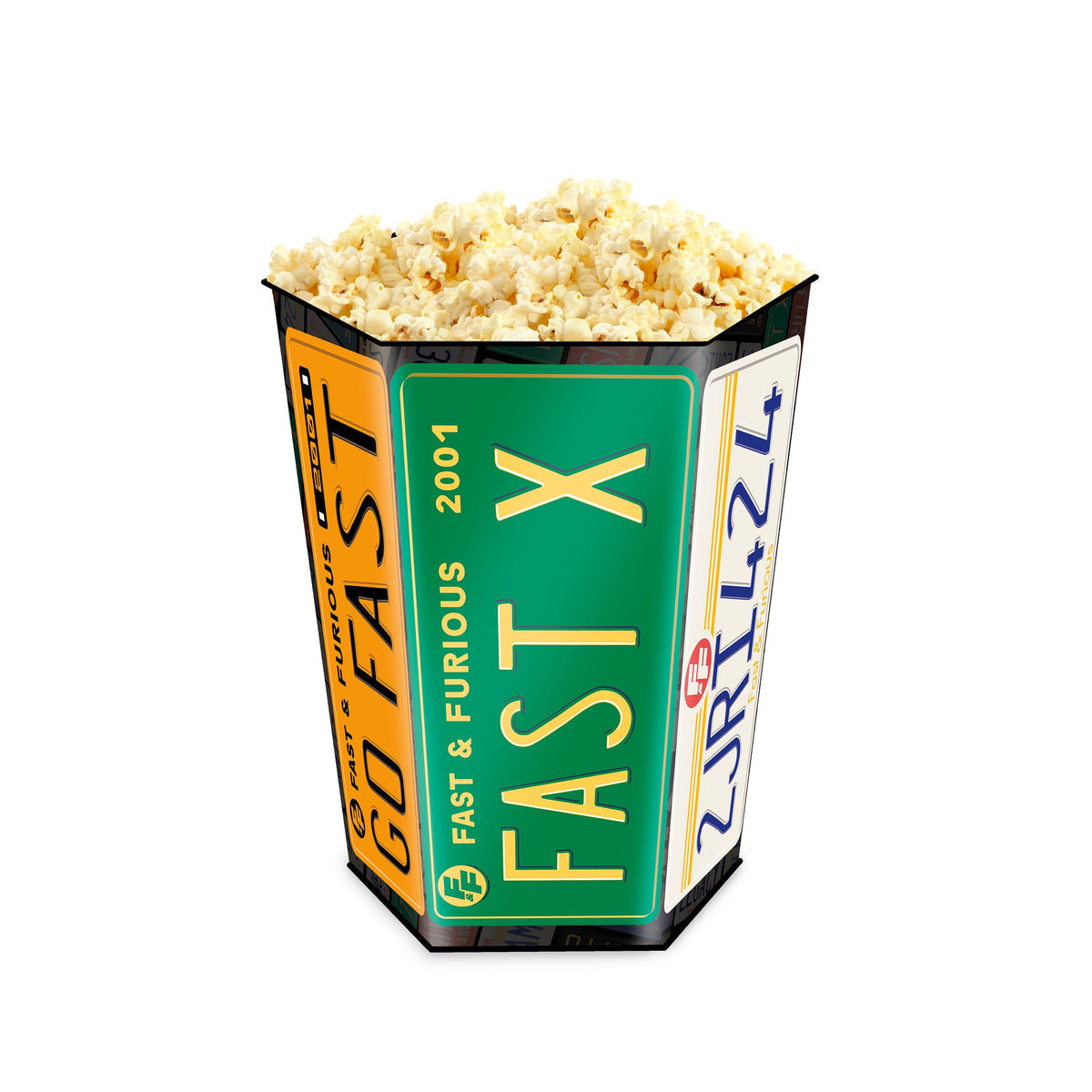 Fast & Furious 25th Anniversary License Plate Popcorn Bucket Tin front view