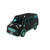 Front view of the Blumhouse van popcorn bucket with detailed horror graphics